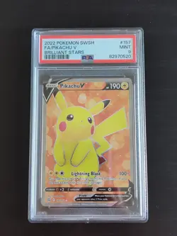 PSA 9 Mint Pokemon TCG Pikachu V Sword & Shield: Brilliant Stars 157/172 - Image 1