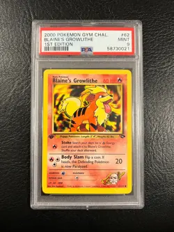 Pokemon Gym Challenge #62 - Blaine's Growlithe - MINT - 1st Edition - PSA 9! - Image 1