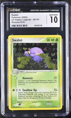 CGC 10 GEM MINT Swalot 2004 EX Hidden Legends 50/101 Reverse Holo Pokemon Card - Image 1