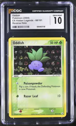 CGC 10 GEM MINT Oddish 2004 EX Hidden Legends 68/101 Reverse Holo Pokemon Card - Image 1