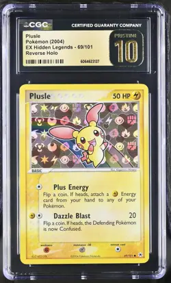 CGC 10 PRISTINE Plusle 2004 EX Hidden Legends 69/101 Reverse Holo Pokemon Card - Image 1