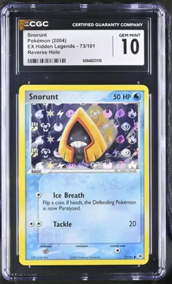 CGC 10 GEM MINT Snorunt 2004 EX Hidden Legends 73/101 Reverse Holo Pokemon Card - Image 1