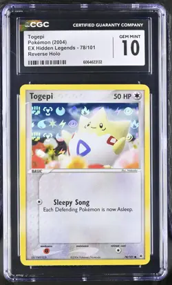 CGC 10 GEM MINT Togepi 2004 EX Hidden Legends 78/101 Reverse Holo Pokemon Card - Image 1