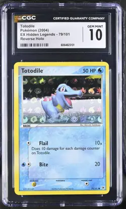 CGC 10 GEM MINT Totodile 2004 EX Hidden Legends 79/101 Reverse Holo Pokemon Card - Image 1