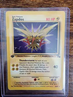 1st Edition Zapdos 30/62 Fossil Set Rare Vintage 1999 Pokemon Card - NM - Image 1