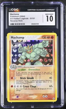 CGC 10 GEM MINT Machamp 2004 EX Hidden Legends 9/101 Reverse Holo Pokemon Card - Image 1