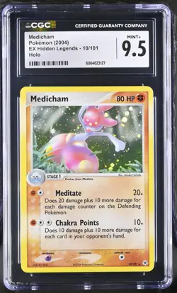 CGC 9.5 MINT+ Medicham 2004 EX Hidden Legends 10/101 Holo Pokemon Card - Image 1