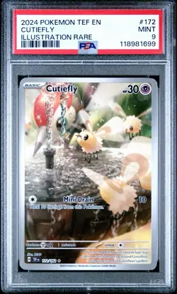 2024 Pokemon Temporal Forces # 172 Cutiefly Illustration Rare PSA 9 Card MINT! - Image 1