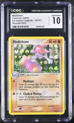 CGC 10 GEM MINT Medicham 2004 EX Hidden Legends 10/101 Reverse Holo Pokemon Card - Image 1
