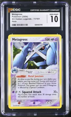 CGC 10 GEM MINT Metagross 2004 EX Hidden Legends 11/101 Holo Pokemon Card - Image 1