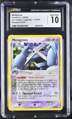 CGC 10 Metagross 2004 EX Hidden Legends 11/101 Reverse Holo Pokemon Card - Image 1