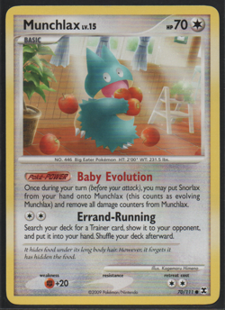 Munchlax 70/111 Rising Rivals 2009 Common Lightly Played Pokemon Card TCG - Image 1