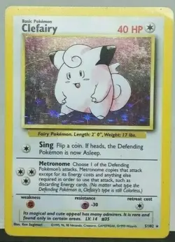 Clefairy Holo 5/102 Base Set Pokemon Card LP/MP - WOTC - FREE TRACKED SHIPPING - Image 1