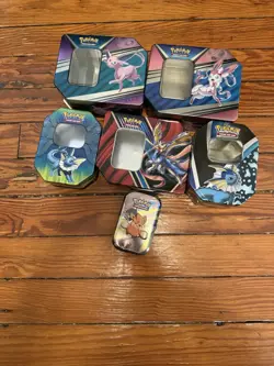 Assorted Lot Of 6 Empty Pokemon Trading Card Tins - Image 1