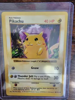 Pikachu 58/102 LP Yellow Cheeks Base Set Pokemon Card WOTC 1999 Shadowless - Image 1