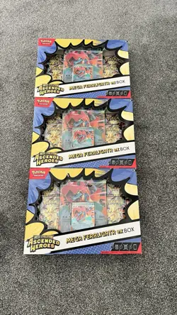 Pokemon TCG - Mega Evolution Ascended Heroes Mega Feraligatr EX Boxes (Set Of 3) - Image 1