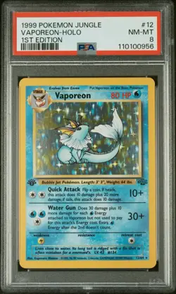 1999 POKEMON JUNGLE #12 VAPOREON-HOLO 1ST EDITION PSA 8 - Image 1