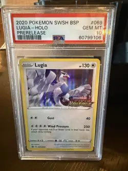2020 POKEMON SWSH PROMO LUGIA HOLO PRERELEASE SWSH069 PSA 10 - Image 1