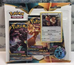 DARKNESS ABLAZE BLISTER 3 PACK EEVEE PROMO HOLO - FACTORY SEALED NEW - POKEMON 820650807169 - Image 1