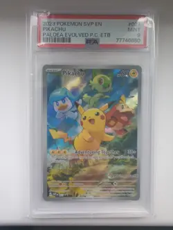 Paldea Evolved ETB Pokemon Center Pikachu SVP 027 Stamped Promo PSA 9 - Image 1