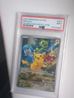 Paldea Evolved ETB Pokemon Center Pikachu SVP 027 Stamped Promo PSA 9 - Image 2