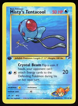 Misty's Tentacool 57/132 Uncommon Gym Heroes 1st edition Pokemon NM 01-03-162 - Image 1