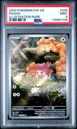 2024 Pokemon Paldean Fates 226 Pawmi Illustration Rare PSA 9 Card MINT Free Ship - Image 1