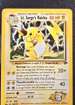 Pokemon TCG Lt. Surge's Raichu 11/132 Gym Challenge Holo Rare Eng 80 HP - Image 1