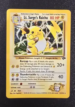 Pokemon TCG Lt. Surge's Raichu 11/132 Gym Challenge Holo Rare Eng 80 HP - Image 3