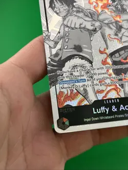 One Piece ST30-001 Luffy Ace Parallel L-P Leader Black White Textured Star - Image 5