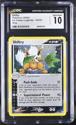CGC 10 GEM MINT Shiftry 2004 EX Hidden Legends 14/101 Holo Pokemon Card - Image 1