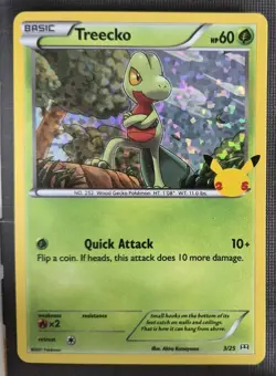 Treecko 3/25 Holo Rare McDonald's 25th Anniversary Pokemon Card NM - Image 1