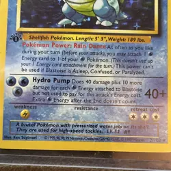 Blastoise 002/102 Base Set Shadowless 1st Edition Holo Rare 100 HP Pokemon Card - Image 2