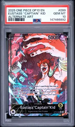 PSA 10 Eustass “Captain” Kid Alternate Art Leader OP10-099 One Piece Card - Image 1