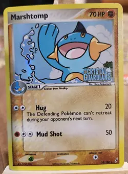 Marshtomp 38/100 Crystal Guardians Reverse Holo Pokemon TCG Card - Image 1