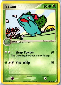 Pokemon Card - Ivysaur Crystal Guardians 34/100 2006 Uncommon Damaged - Image 1
