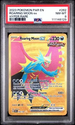 2023 POKEMON PAR EN-PARADOX RIFT HYPER RARE #262 ROARING MOON EX PSA 8 - Image 1
