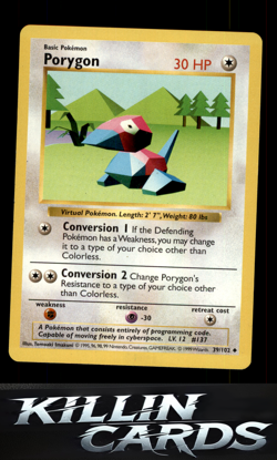 Porygon 039/102 Pokemon Uncommon Base Set (Shadowless) Card LP - Image 1
