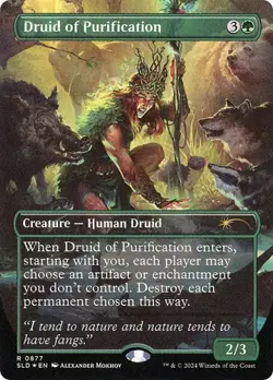 Druid of Purification - Rainbow Foil Extended Art SLD MP MTG - Image 1