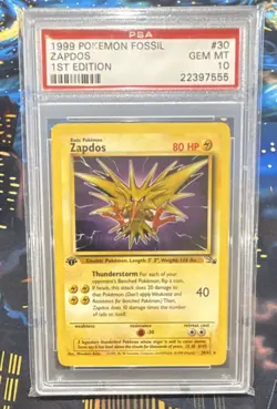 Pokemon Zapdos Fossil 30/62 1st Edition Rare PSA 10 non holo #30 - Image 1
