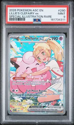 2026 POKEMON ASC EN-ASCENDED HEROES #280 LILLIE'S CLEFAIRY EX PSA 9 - Image 1