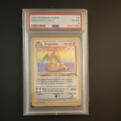 1999 Pokemon TCG Fossil Dragonite 4/62 Holo Rare Unlimited PSA 4 - Image 1