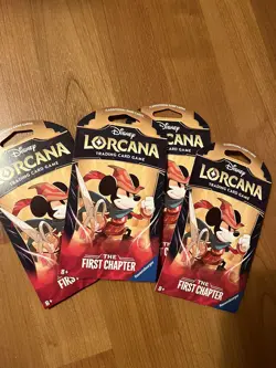 4 (four) Disney Lorcana The First Chapter MICKEY Sleeved Booster Pack SEALED ! - Image 1