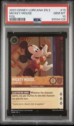 2023 MICKEY MOUSE - Friendly Face - Disney Lorcana ROFB EN 2 #13 PSA 10 GEM MINT - Image 1