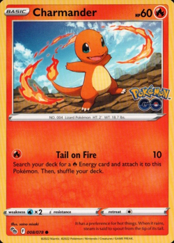 Charmander 008/078 (NM, Pokemon Card, Pokemon Go, 2020, Fire, Common) - Image 1