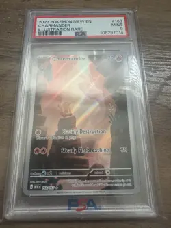 Pokemon Charmander Holo Illustration TCG Card 168/165 PSA 9 Mint - Image 1