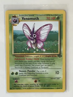 1999 Pokemon TCG Venomoth Card 29/64 Jungle Unlimited Rare Vintage Card LP - Image 1