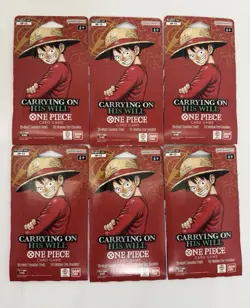 Bandai One Piece Card Game OP-13 Carrying On His Will Booster Pack Lot (6) - Image 1