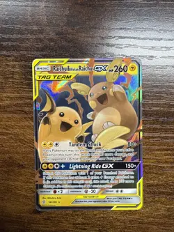Raichu & Alolan Raichu GX Unified Minds Tag Team 54/236 Pokemon Card - Image 1