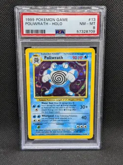 PSA 8 POLIWRATH 13/102 Unlimited Base Set Holo Rare 1999 Pokemon Card NM-MT - Image 1